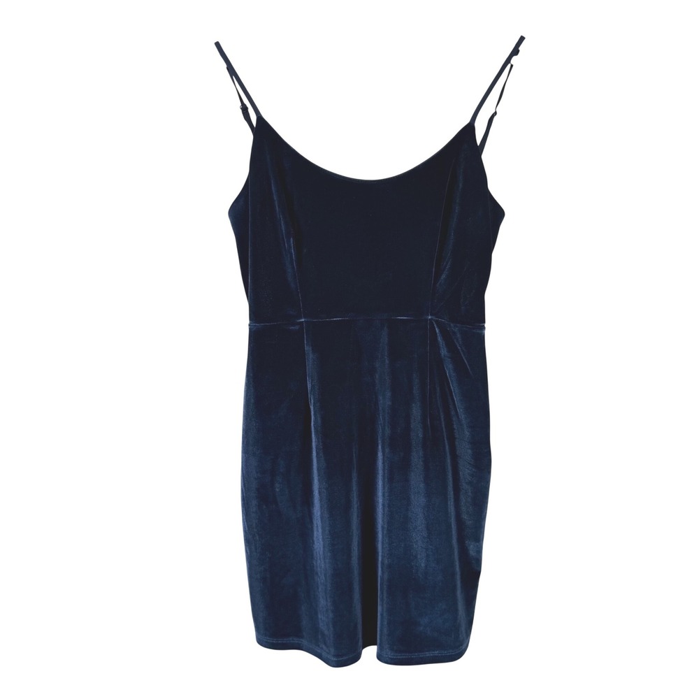 NBD Revolve Velvet Mini Dress Navy Blue Strappy Back Bodycon Party Cocktail‎ M